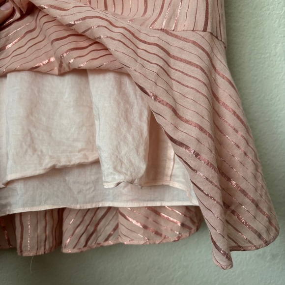 Anna Cate Flirty Ruffle Hemline Metallic Stripe V-Neck Shift Dress - Picture 9 of 13